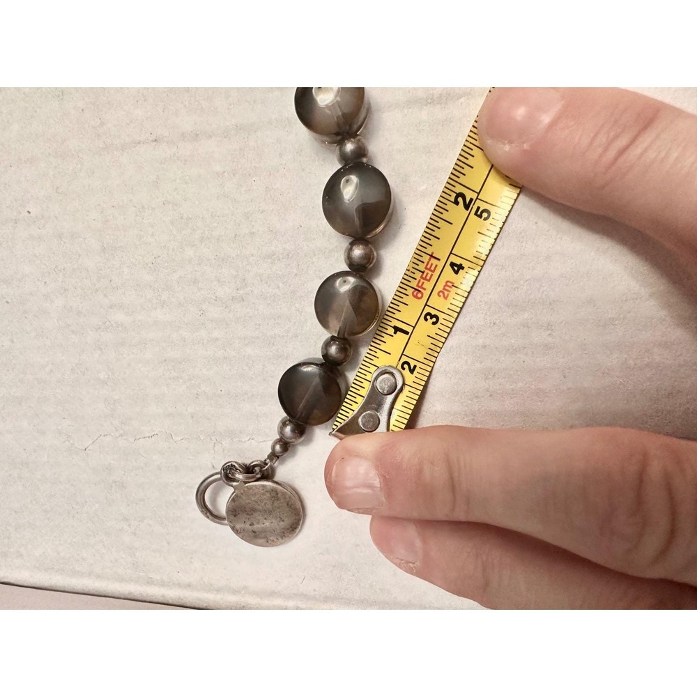 Smoky Quartz Sterling‎ Silver 925 Beaded Toggle Bracelet Brown Stone 8.5 Inch - Picture 5 of 9